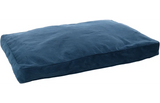 Donkerblauw rechthoekig kussen (100x70 cm) met effen stof en subtiele stiksels
