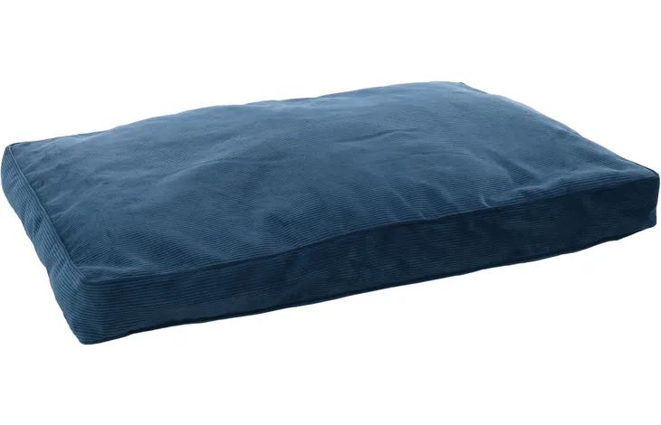 Donkerblauw rechthoekig kussen (100x70 cm) met effen stof en subtiele stiksels