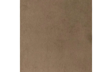 Beige geribde kussenstof in close-up met zichtbare textuur en stiknaden