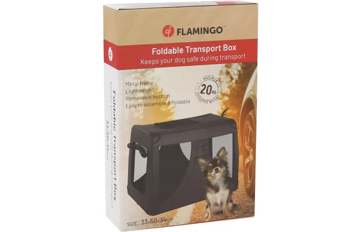 Flamingo - Transportkooi Gepetto Zwart | Maat XS