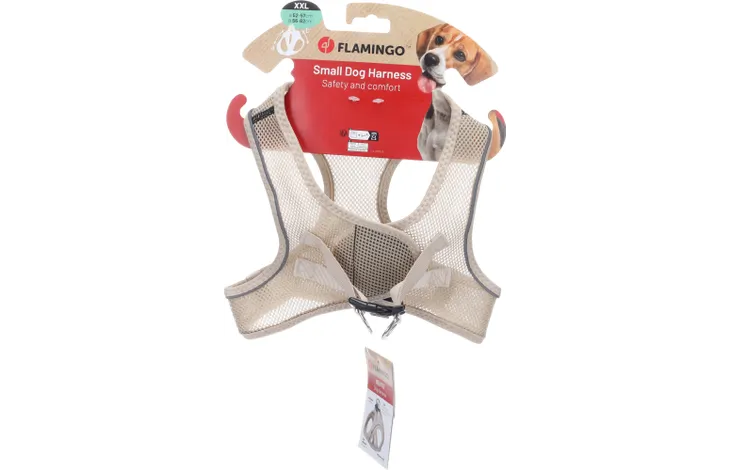 Beige Flamingo hondenharnas Step&Go op kaart, verstelbaar met riemen