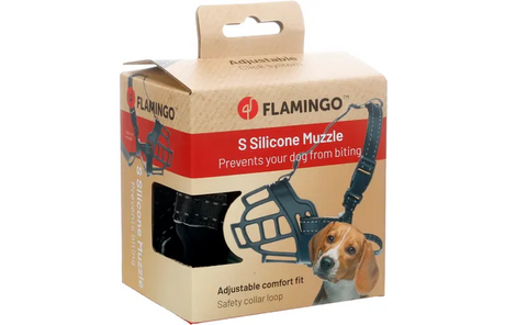 Doos met silicone muilkorf voor honden en verstelbare halsband