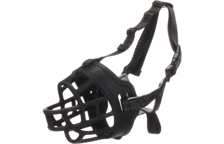 Flamingo muilkorf honden – Zachte siliconen muilkorf hond verstelbaar – Maat M – Model Benzo Zwart