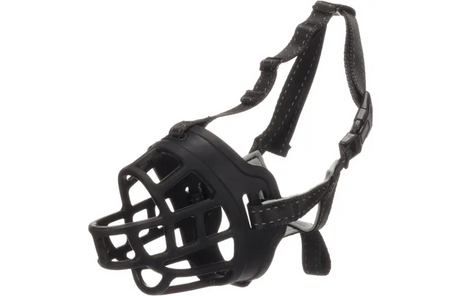 Flamingo muilkorf honden – Zachte siliconen muilkorf hond verstelbaar – Maat M – Model Benzo Zwart