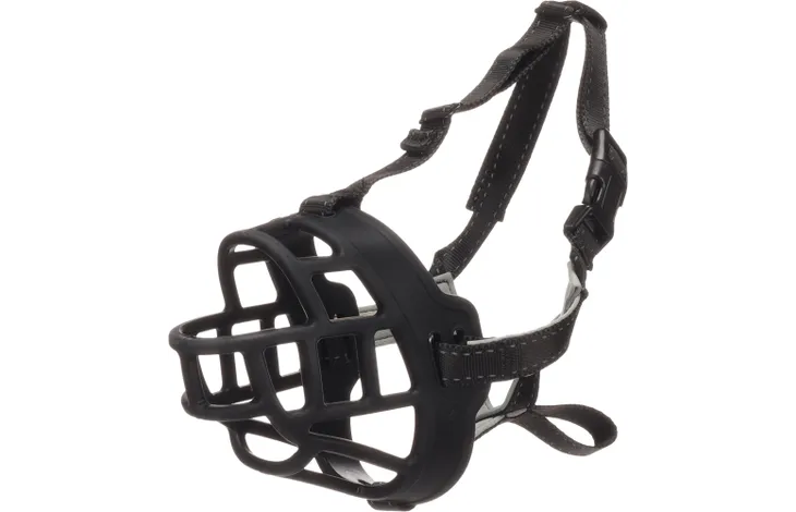 Flamingo muilkorf honden – Zachte siliconen muilkorf hond verstelbaar – Maat L – Model Benzo Zwart