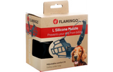 Flamingo muilkorf honden – Zachte siliconen muilkorf hond verstelbaar – Maat L – Model Benzo Zwart