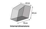 Interne afmetingen fietskar: 70 cm breed, 63 cm hoog en 43 cm diep