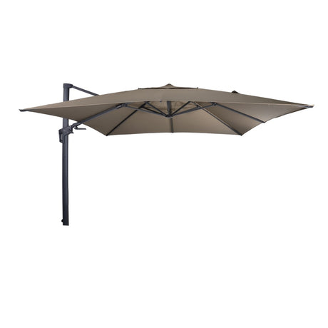 Taupe zweefparasol met kruisspanten en paal, 3x3 mtr