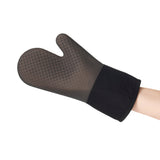 Siliconen ovenwant met anti-slip noppen, zwart manchet en grijze greep