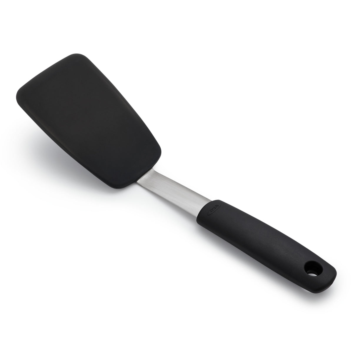 Siliconen spatel met zwarte kop en handgreep, ca. 29 cm