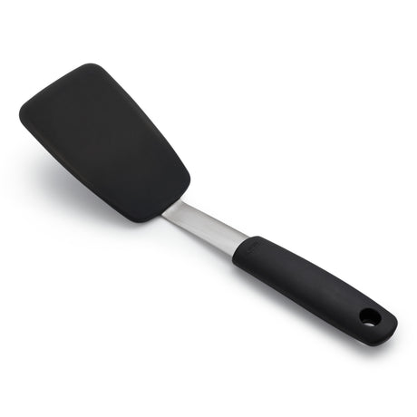 Siliconen spatel met zwarte kop en handgreep, ca. 29 cm
