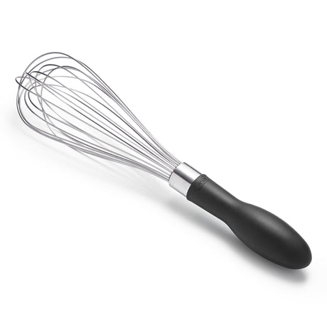OXO garde met draadklopper en zwarte kunststof handgreep, RVS draden