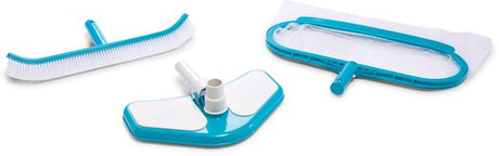 Zwembad schoonmaakset Deluxe Intex met borstel en schep-/skimmerhulpstukken