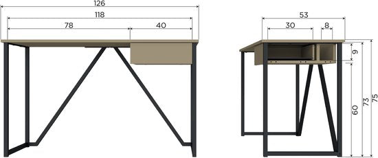 WOOOD New Julius Bureau - Grenen - Dust - 75x126x53