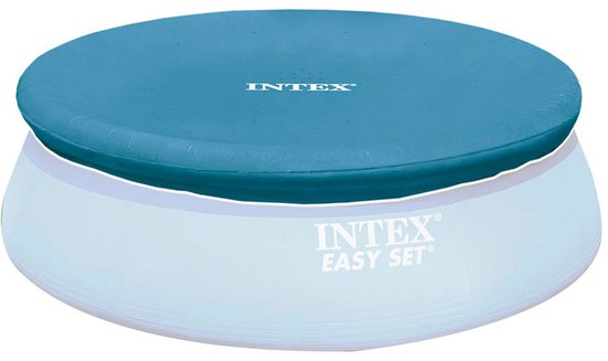 Rond zwembadafdekzeil Intex met donkerblauw bovenvlak en lichtblauwe Easy Set-onderrand
