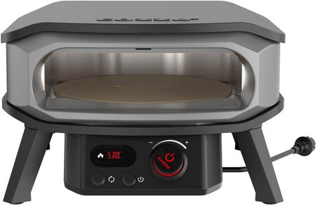 Elektrische pizzaoven met open ovenruimte en bedieningspaneel met draaiknop