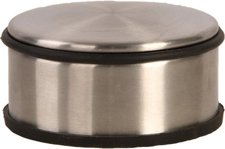 RVS deurstopper met ronde voet en zwarte rubberrand