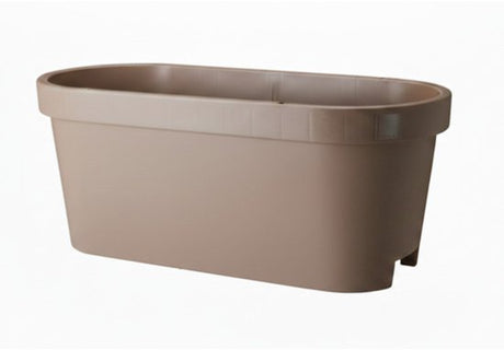 Mokka bruine kunststof balkonbak 59x25x25 cm, rechthoekige plantenbak met rand