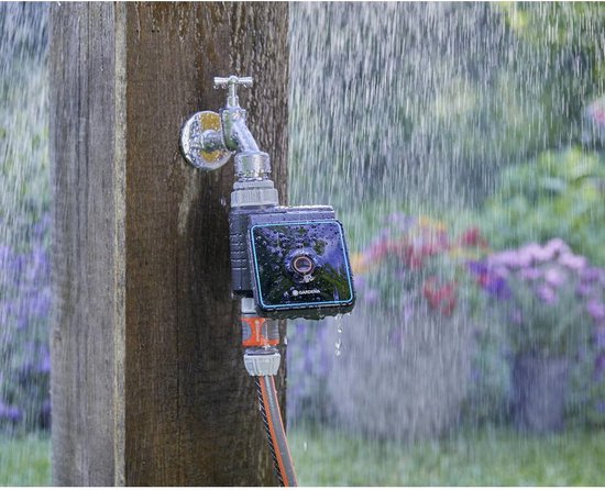 GARDENA watercontrol Bluetooth-besproeiingscomputer op slangaansluiting bij regen