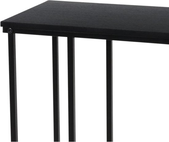 Bijzettafel metaal met mdf topblad - zwart