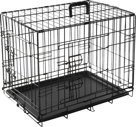 Zwarte metalen transportbench met 2 deuren en kunststof bodem