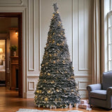 Pop-up kunst kerstboom met sneeuw en 250 LEDs - 180 cm