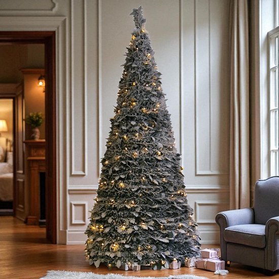 Pop-up kunst kerstboom met sneeuw en 250 LEDs - 180 cm
