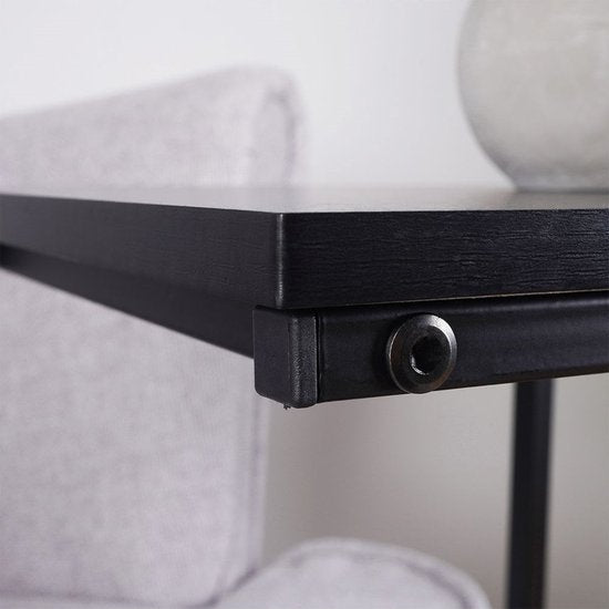 Bijzettafel metaal met mdf topblad - zwart