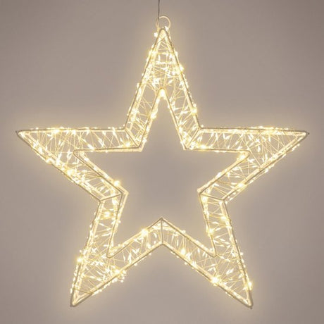 Metalen kerstster met warmwitte ledverlichting, stervormig lichtdecor van 50 cm