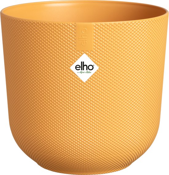 Elho pot Jazz rond14 in ambergeel met geribbelde structuur