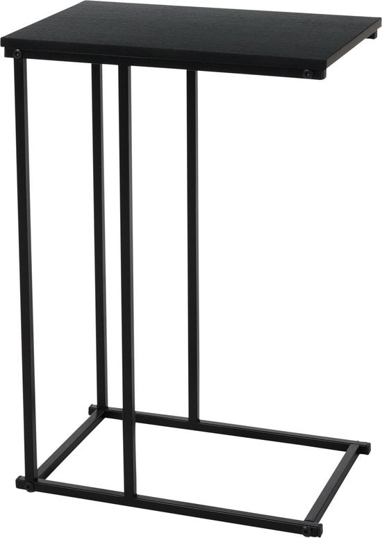 Bijzettafel metaal met mdf topblad - zwart