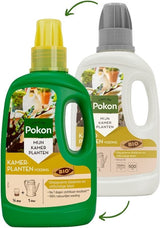Bio plantenvoeding set: groene en witte fles 500 ml met gele en grijze dop