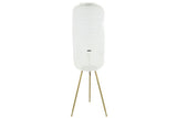 Staande lamp Loise L met witte stoffen kap en driepoot van hout