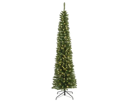 Kunstkerstboom, slanke conische vorm met warmwitte LED’s.