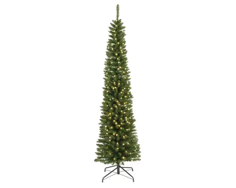 Kunstkerstboom, slanke conische vorm met warmwitte LED’s.