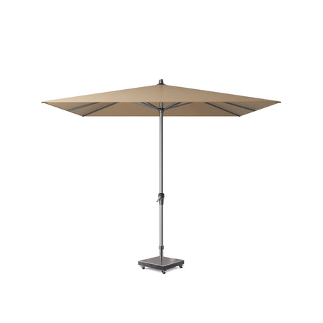Taupe parasol met vierkante doek en stevige paal, incl. voetsteun