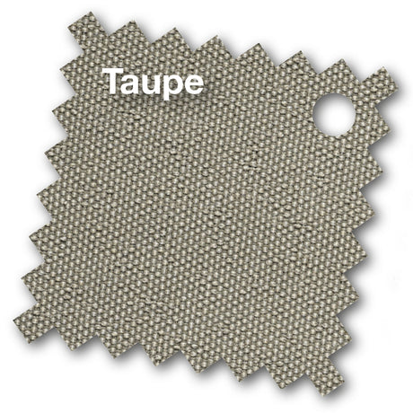 Taupe parasoldoek met zaagtandrand en rond gat