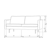 RODEO 2,5-ZITS BANK VELVET GROENBLAUW