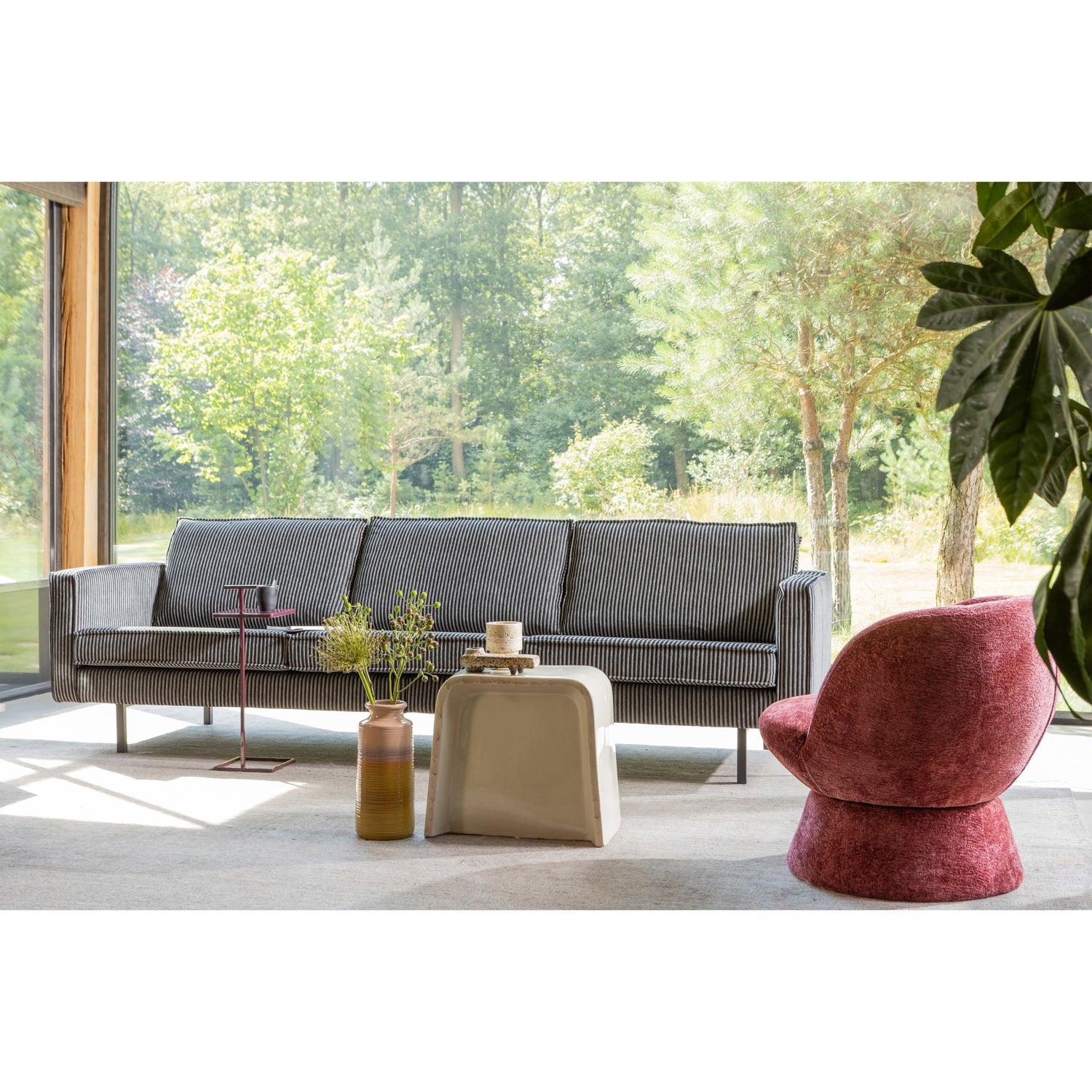 RODEO 3-ZITS BANK STREEP ZWART/GRIJS