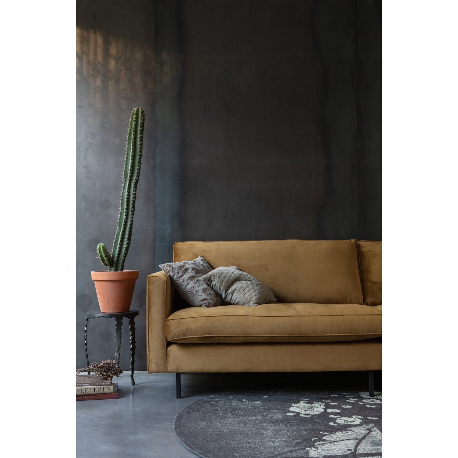 RODEO CLASSIC 3-ZITS BANK VELVET HONINGGEEL