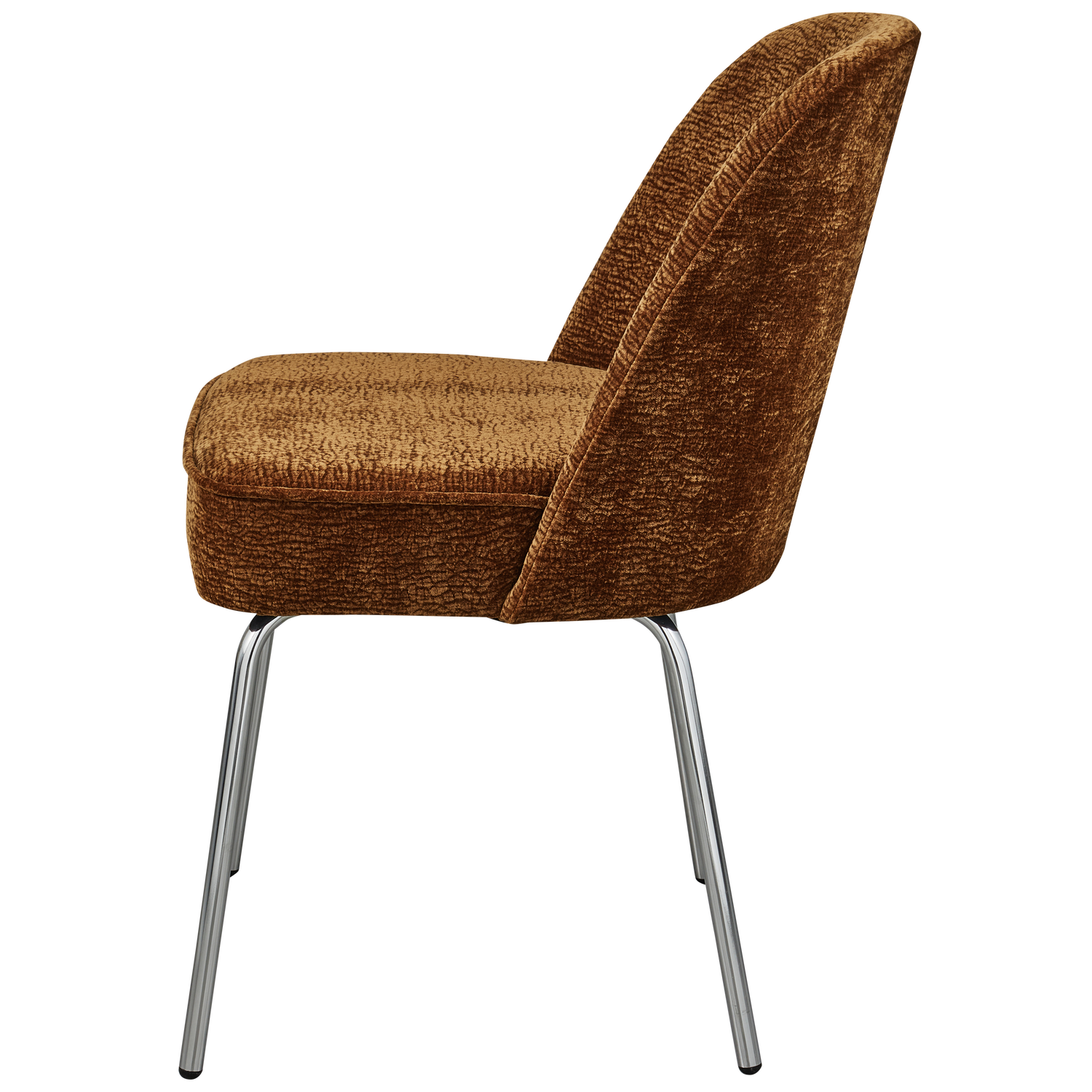 VOGUE EETKAMERSTOEL 3D CHENILLE MIDDENBRUIN CHROME POOT