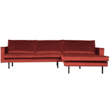RODEO CHAISE LONGUE BANK RECHTS VELVET KASTANJEBRUIN
