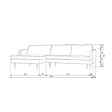 RODEO CHAISE LONGUE BANK LINKS STRUCTURE VELVET FROST