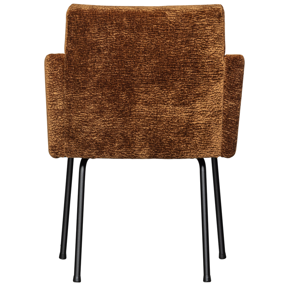 MOUNT EETKAMERSTOEL MET ARMLEUNING 3D CHENILLE MIDDENBRUIN