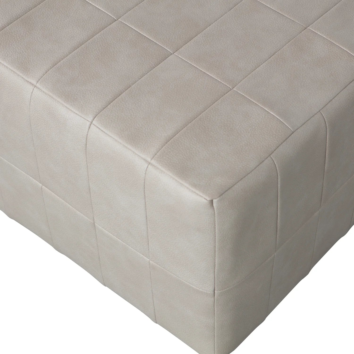 BePureHome - Patchwork poef leerlook naturel