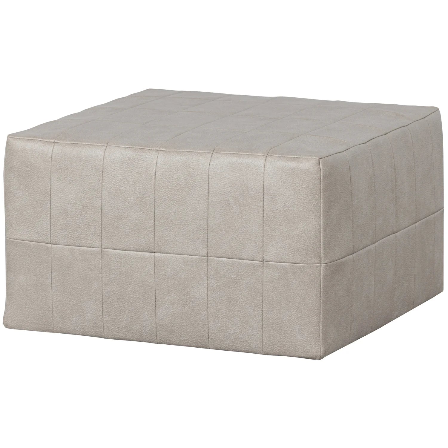 BePureHome - Patchwork poef leerlook naturel