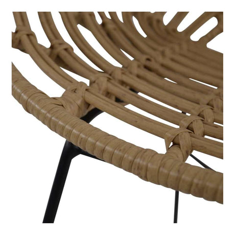Gevlochten naturel zijkant met zwarte metalen frame en poot