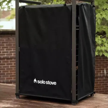 Zwarte Solo Stove opbergkast met gesloten hoes