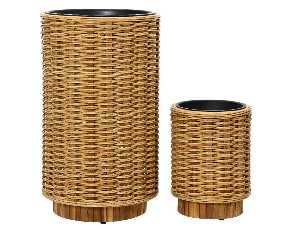 Planter wicker FSC recycled - set van 2