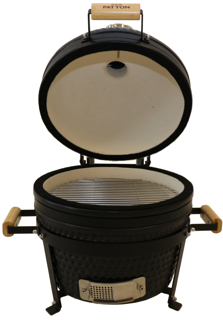 Kamado Grill Kamado 16" Keramische barbecue Tafelmodel Classic Black Medium Compleet Mat zwart